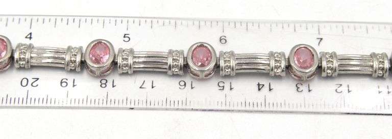 Vintage 925 sterling silver Pink topaz bracelet