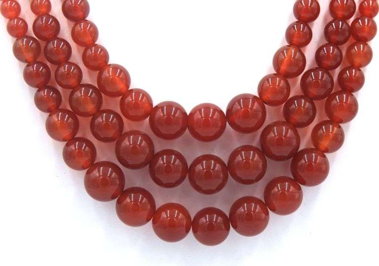 Coral bib strand beaded necklace