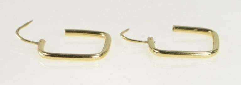 14K Yellow Gold 25mm Square Vintage Fashion Hoop Earrings