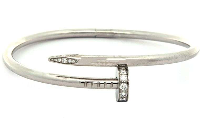 Cartier 0.58ctw Diamond Juste Un Clou Bangle Bracelet in 18K W/Box and Paper