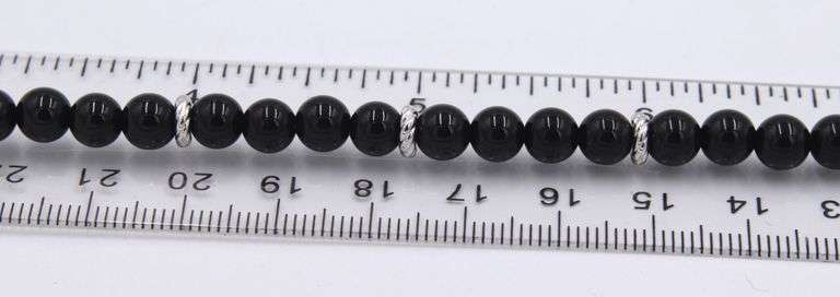 Gabriel & Co 6mm black onyx beaded bracelet