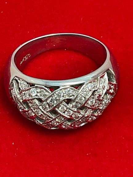 LADIES 14K WHITE GOLD DIAMOND DOME RING / BAND
