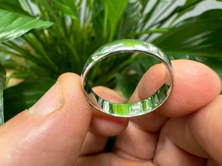 14k White Solid Gold 5mm Comfort Fit Domed Plain Men's Women's Wedding Band Size 9