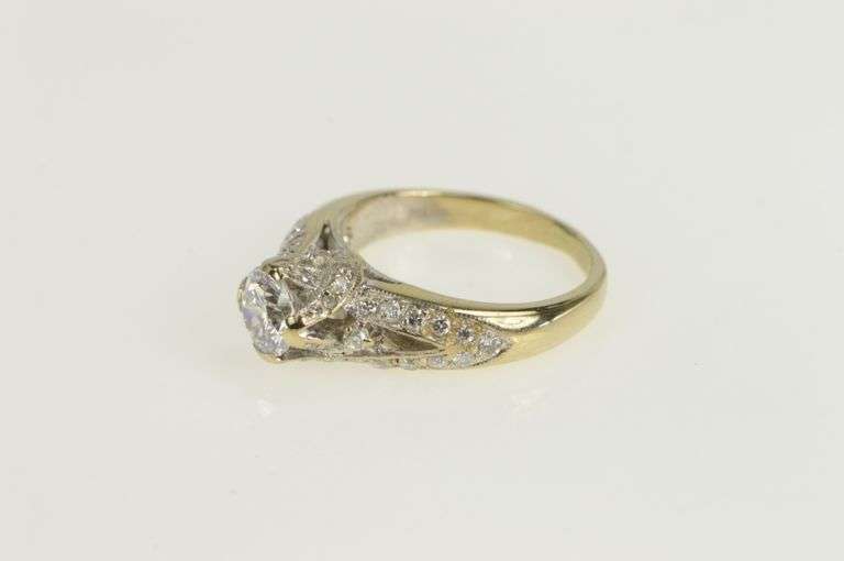 18K Yellow Gold 1.25 Ctw Diamond 0.75 Ct Engagement Ring