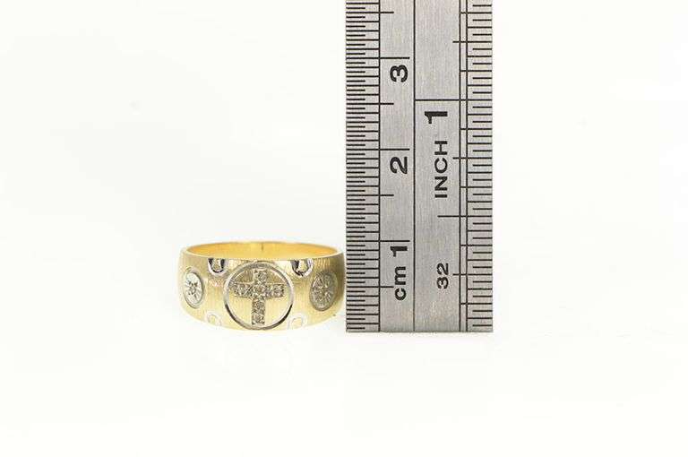 14K Yellow Gold Cross Diamond Christian Faith Promise Ring