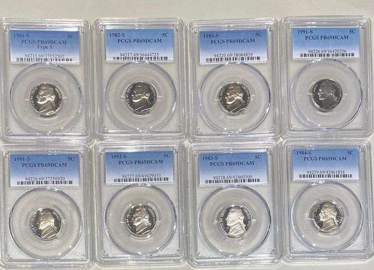 8 PCGS Proof 69 Deep Cameo Jefferson Nickels