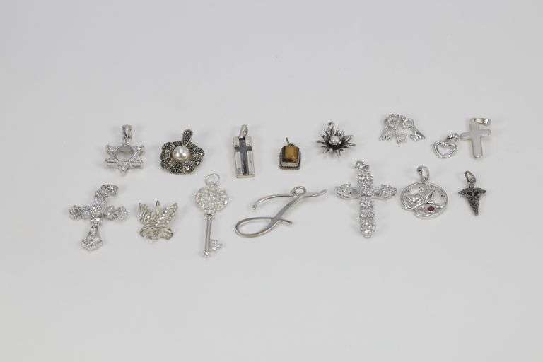 Curated Set of Sterling Silver Pendants/Charms Lot of 15