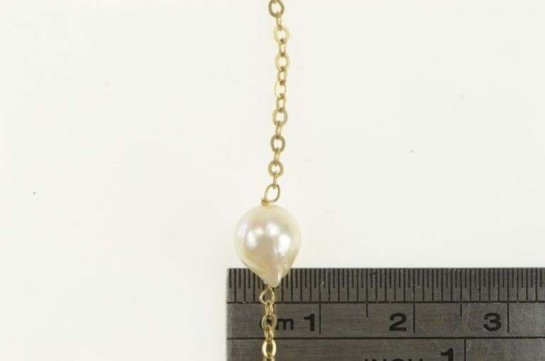 14K Yellow Gold 7.3mm Pearl Vintage Classic Chain Necklace