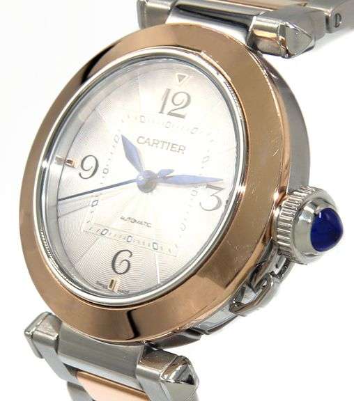 CARTIER Pasha De Cartier 4327, 35mm, Silver Dial, 18K RoseGold & Steel W/ Box & Paper