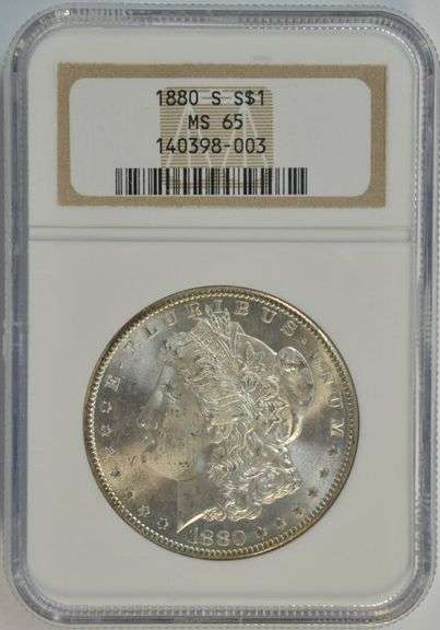 Super blazing Gem BU 1880-S Morgan Silver Dollar. NGC MS65