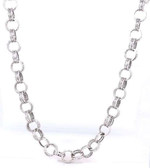 14kt White gold triple circle link chain necklace