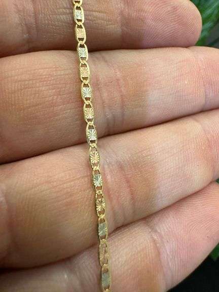 14k Gold Rose White Yellow Tri Color Solid Valentino Diamond-Cut Star Link Chain 2mm Necklace 24"