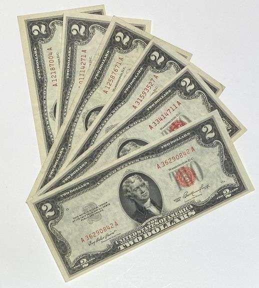 3 Each 1953 1963 $2 Red Seal US Notes