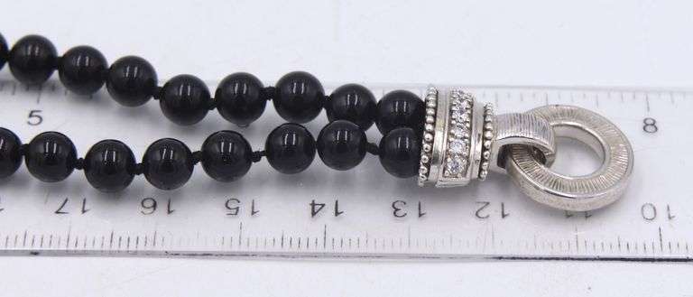 Judith Ripka crystal clasp with black onyx beaded necklace