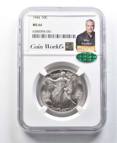 1944 Walking Liberty Half Dollar Miles Standish MS66 NGC CAC