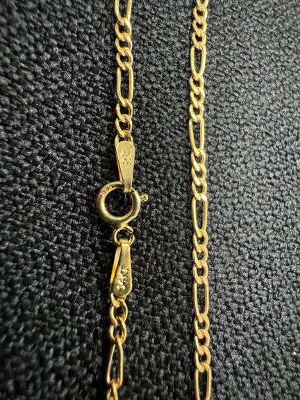14k Yellow Gold-Hollow Figaro Link Chain 1.9mm Necklace 20"
