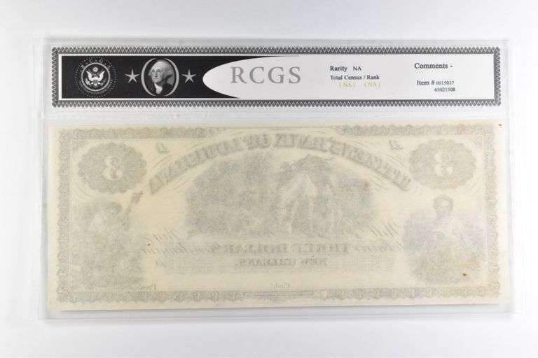 RCGS Gem CU 65PQ $3 1860s New Orleans LA Citizens Bank Of Louisiana