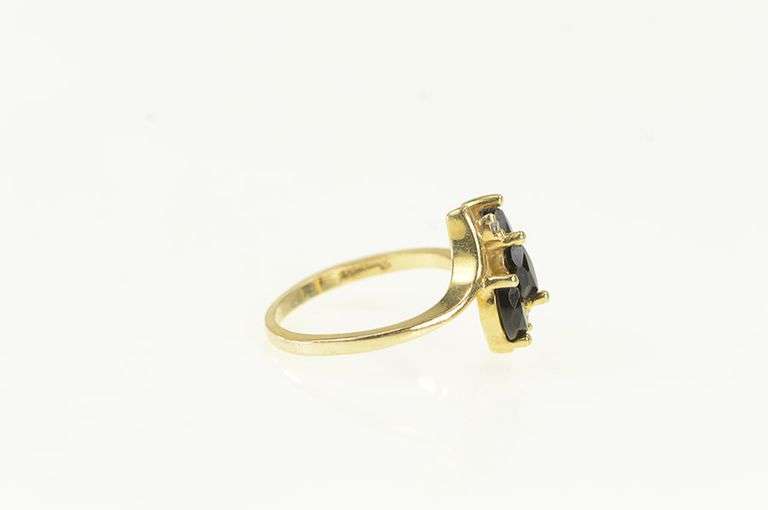14K Yellow Gold Marquise Sapphire Diamond Cluster Ring