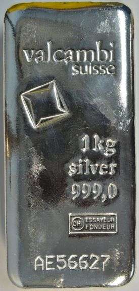 Beautiful HEAVY 1 Kilo Pure .999 Fine Silver 1 Kilo VALCAMBI Bar with unique serial number