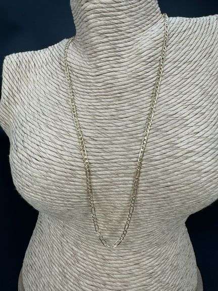 10k Yellow Gold-Hollow Figaro Link Chain 2.6mm 060 Gauge Necklace 22"