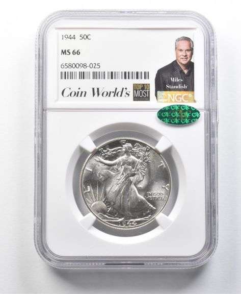 1944 Walking Liberty Half Dollar Miles Standish MS66 NGC CAC