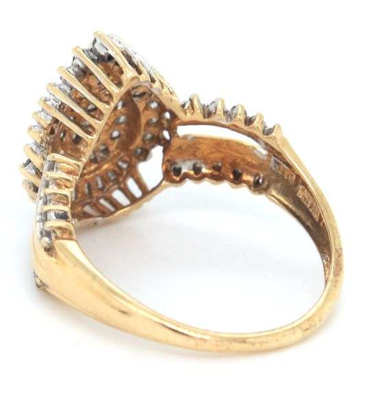 10kt Yellow gold pearl shaped diamond cluster ring