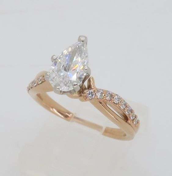Certified 1.31CTW Pear Diamond Engagement Ring