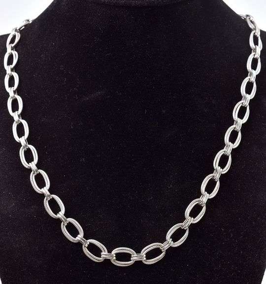 Wonderful 14K White Gold Fancy Link Necklace