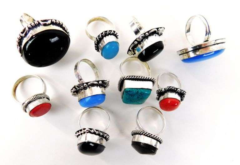 10 Costume Jewelry Gemstone Rings