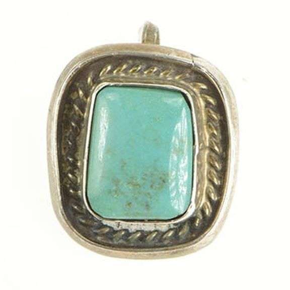 Sterling Silver Native American Artisan Turquoise Pendant