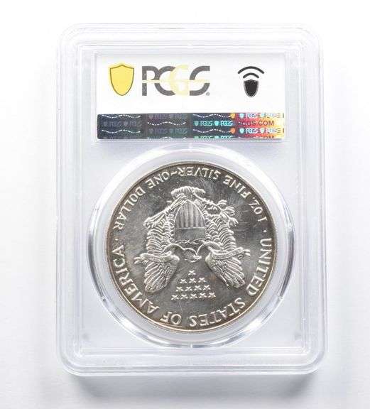 MS67 1991 American Silver Eagle PCGS Red/Blue Peripheral Toning