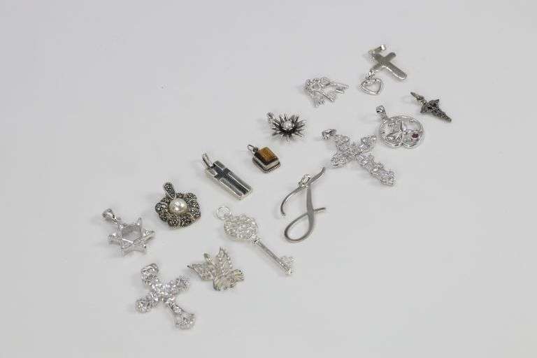 Curated Set of Sterling Silver Pendants/Charms Lot of 15