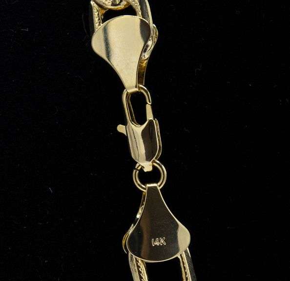 Huge 106.5 Grams 14 Kt Gold Plated Figaro Chain Necklace.