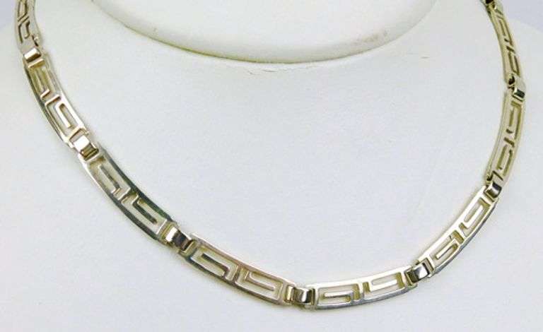 Vintage Sterling Greek Key Choker Necklace