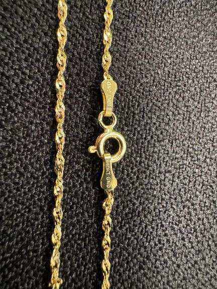 10k Yellow Gold Solid Singapore Rope Link Chain 1.4mm Necklace 22"