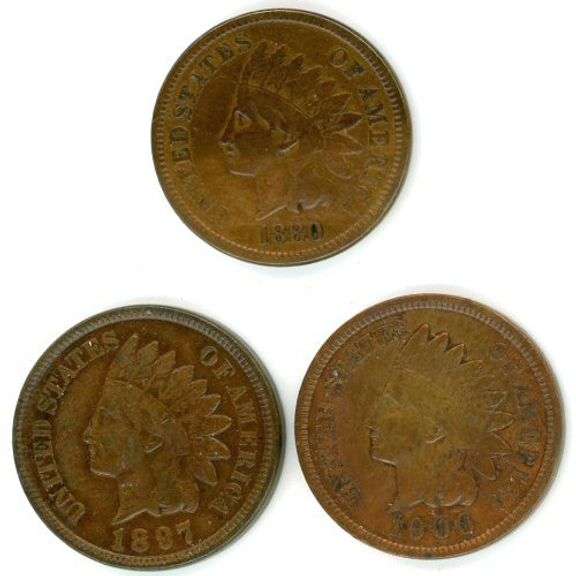 3 Nicer Indian Head Cents: 1880, 1897, & 1906