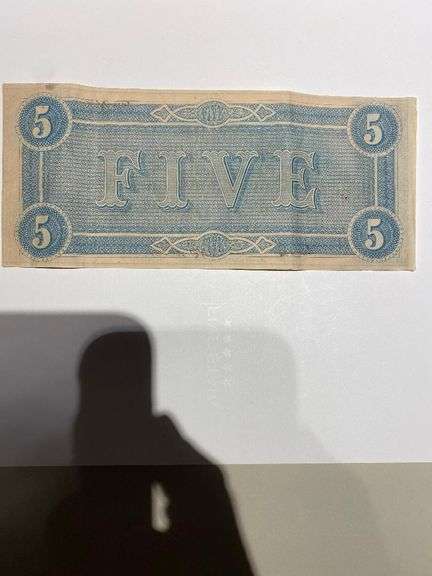 Rich Near Unc $5 1864 CSA Note
