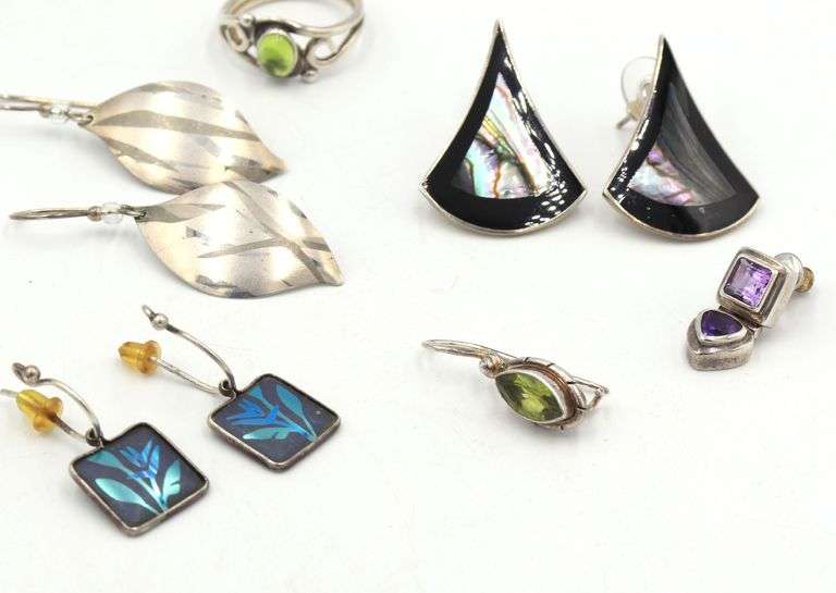 Group lot of vintage 925 sterling silver earrings