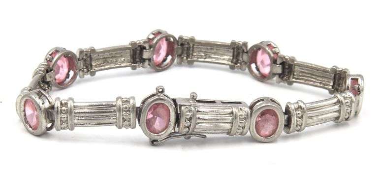Vintage 925 sterling silver Pink topaz bracelet