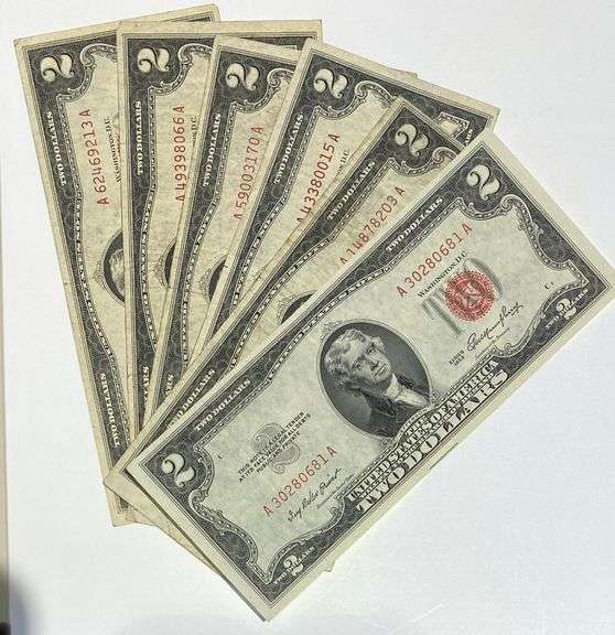3 Each 1953 1953 A $2 Red Seal US Notes