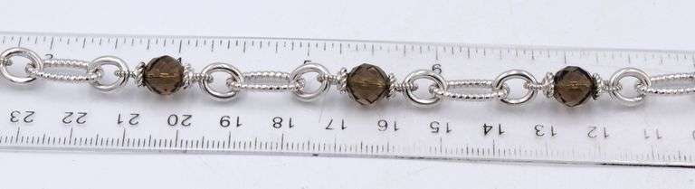 Judith Ripka sterling silver Textured smokey quartz toggle necklace