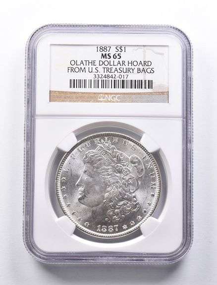 MS65 1887 Morgan Silver Dollar Olathe Dollar Hoard NGC