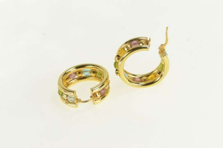 14K Yellow Gold 27mm Vintage Beaded Statement Hoop Earrings