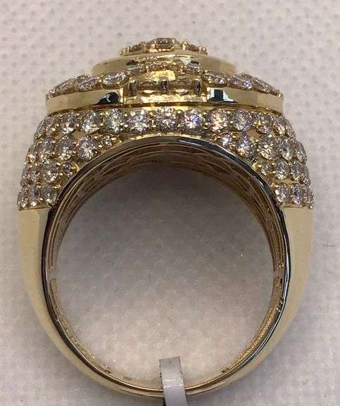 STYLISH 14K YELLOW GOLD MEN’S DIAMOND RING
