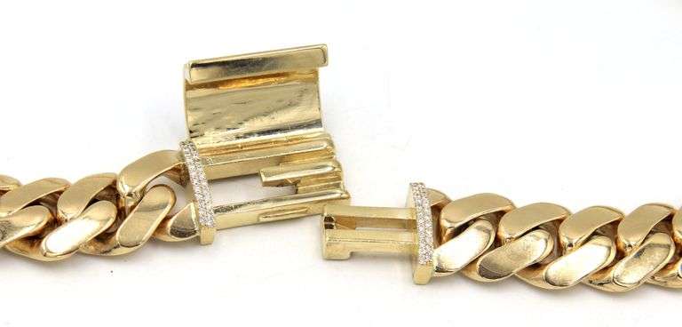 Investment quality 14k and over 470 grams gold with 3ctw Diamond curb link chain necklace in yellow 