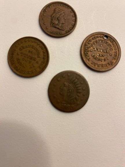 4 Patriotic Civil War Tokens