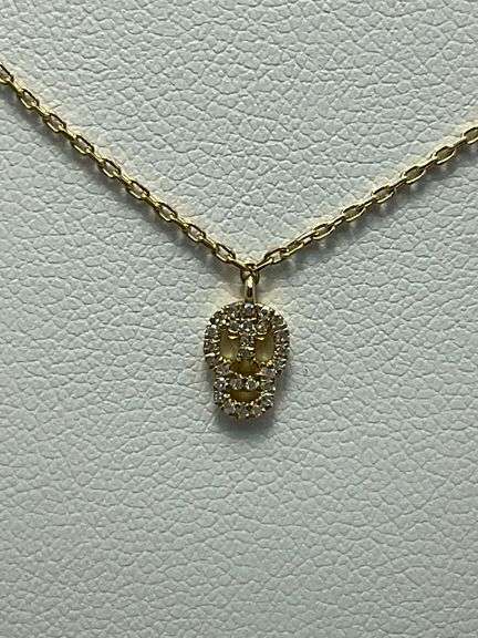 BRAND NEW 14K YELLOW GOLD STATION NECKLACE WITH DIAMOND PENDANT