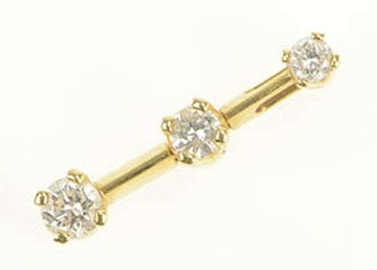14K Yellow Gold 0.22 Ctw Round Diamond Tiered Bar Pendant