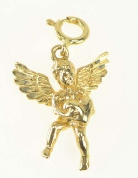 14K Yellow Gold Cupid Cherub Baby Angel Love Charm/Pendant