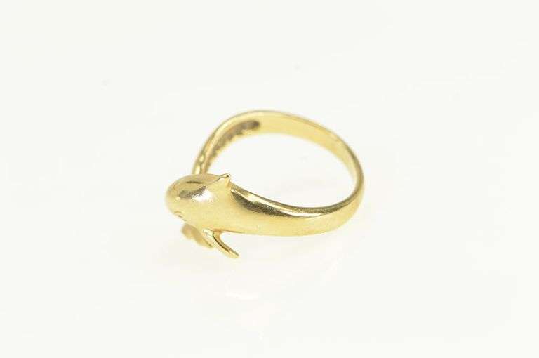 14K Yellow Gold Dolphin Wrap Vintage Ocean Animal Ring